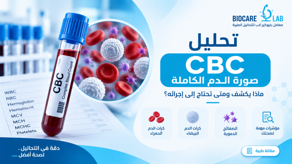 تحليل CBC صورة الدم الكاملة: ماذا يكشف ومتى تحتاج إلى إجرائه؟ - BioCare Lab