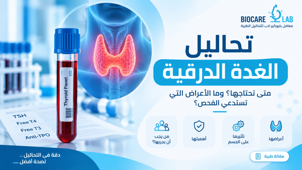 تحاليل الغدة الدرقية: متى تحتاجها وما الأعراض التي تستدعي فحص الغدة؟ - BioCare Lab